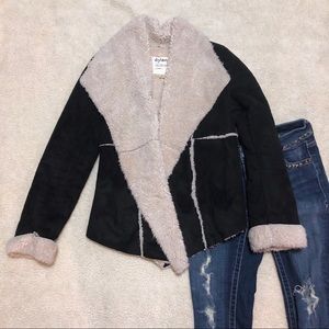 Faux Suede Sherpa Coat